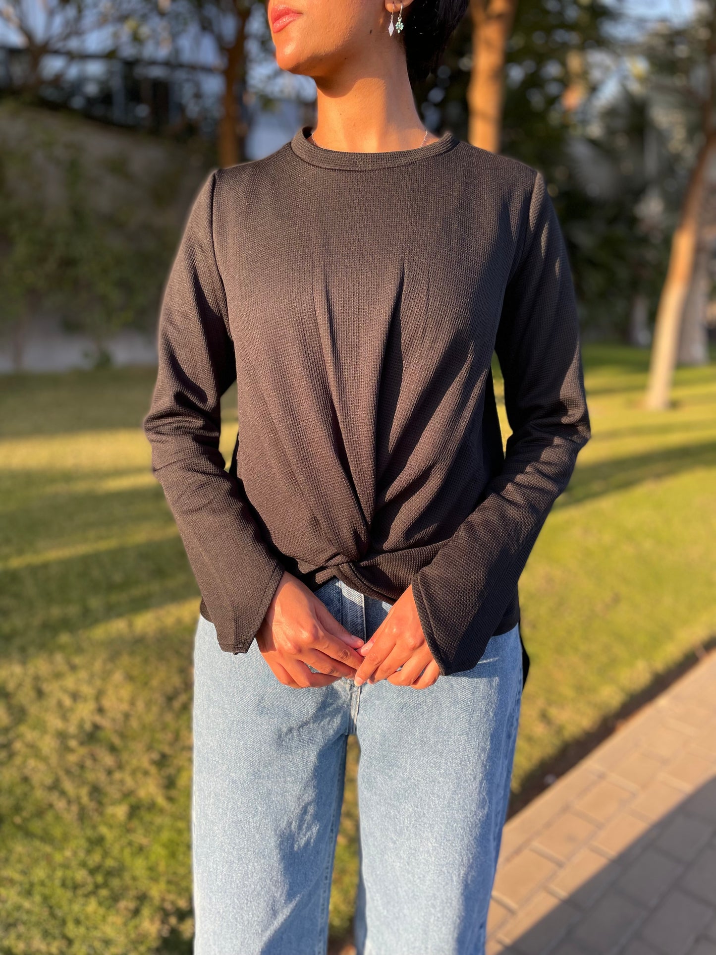 Tuck in Sweater in Black