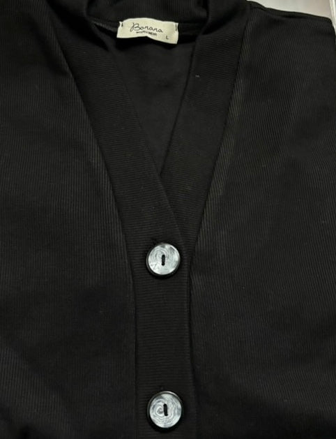 Black Cashmere “Grey Buttons”