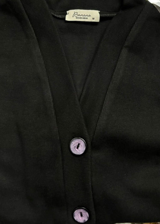 Black Cashmere “Purple Buttons “