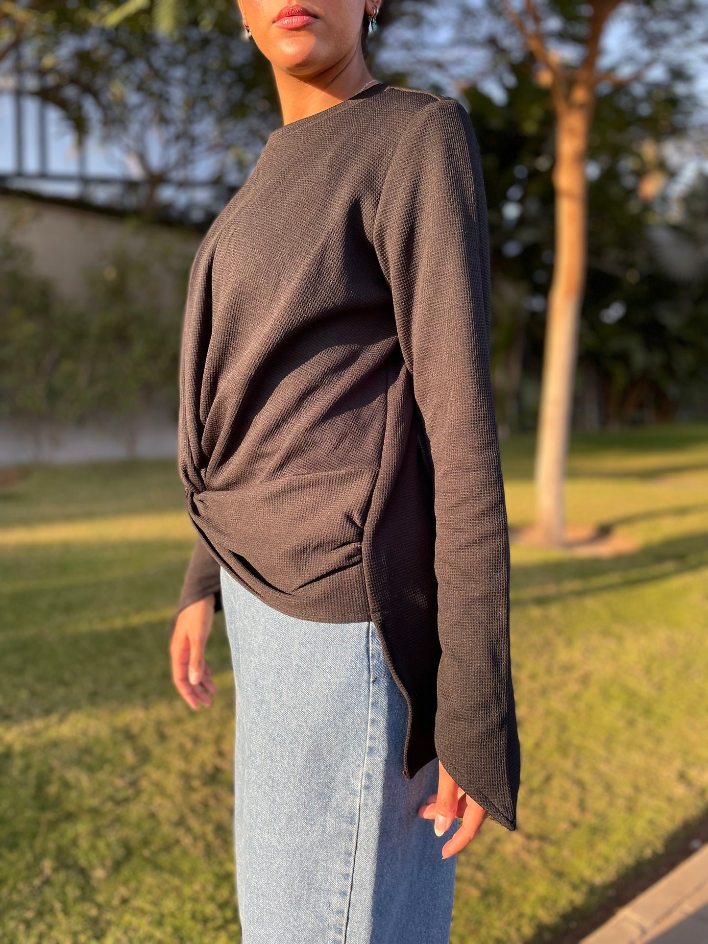 Tuck in Sweater in Black