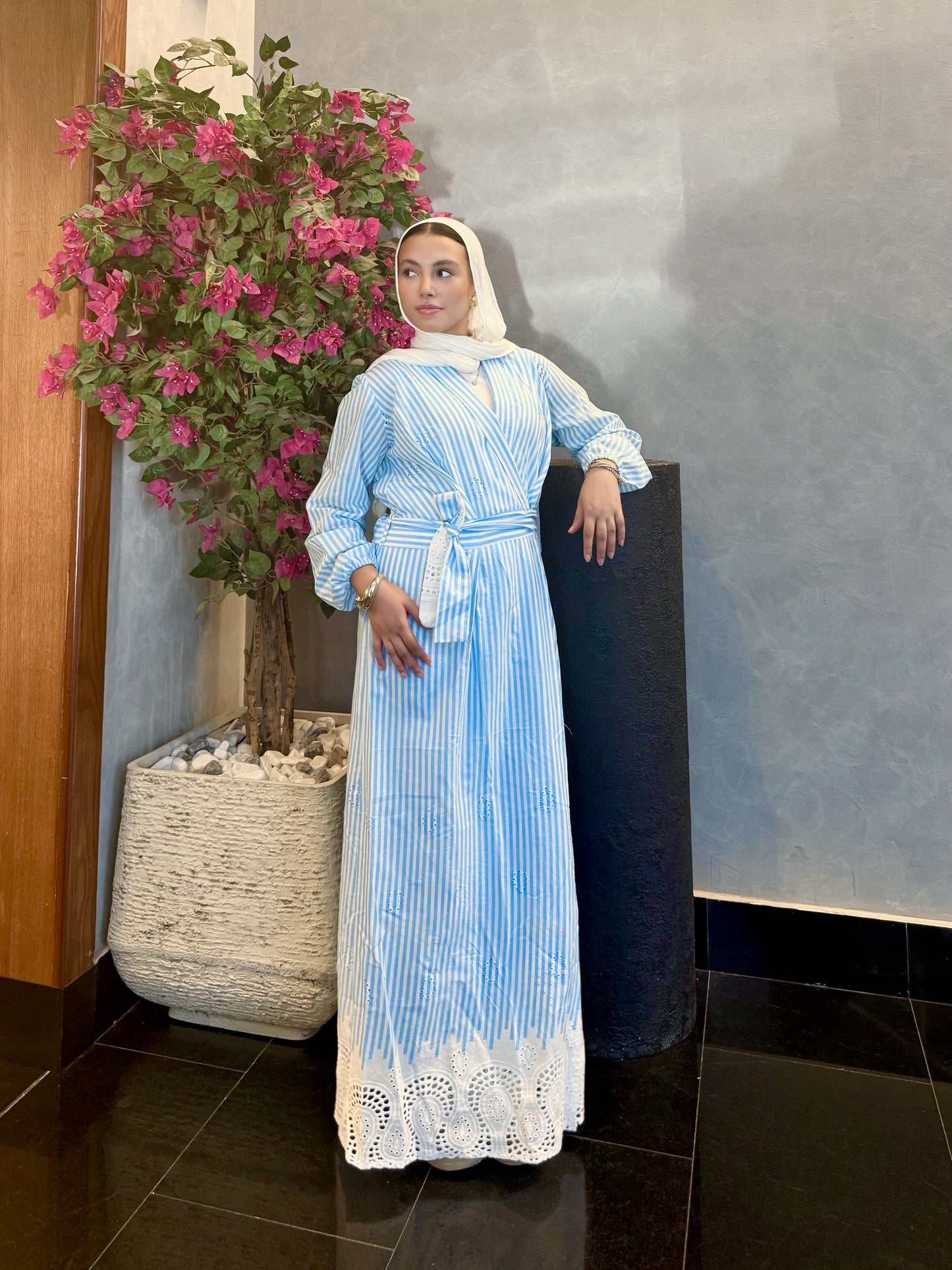 The Wrap Flow Dress in Blue π