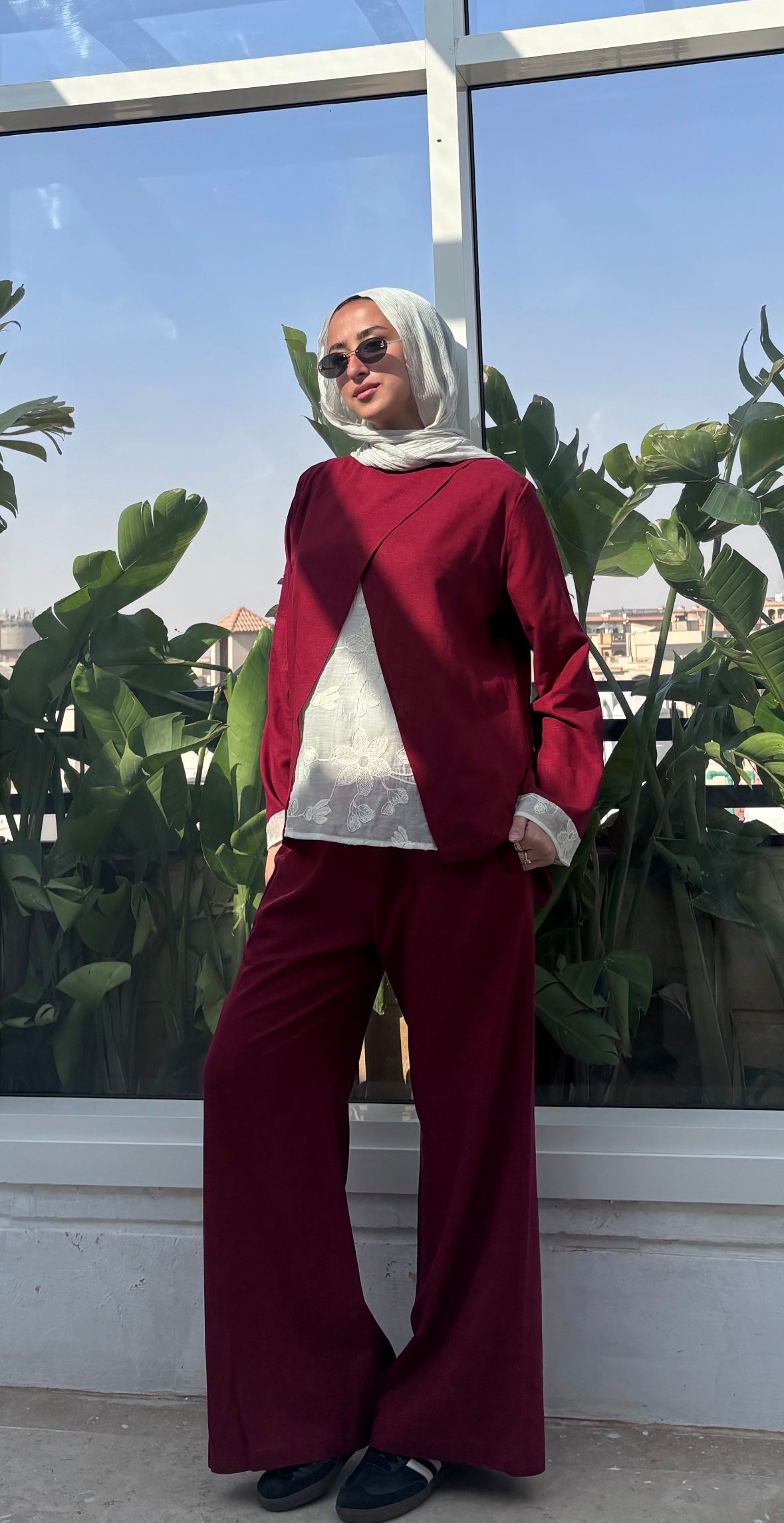 Mix set lace in Burgundy -pure linen♥️