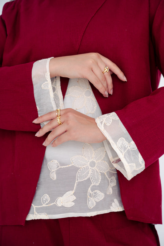 Mix set lace in Burgundy -pure linen♥️