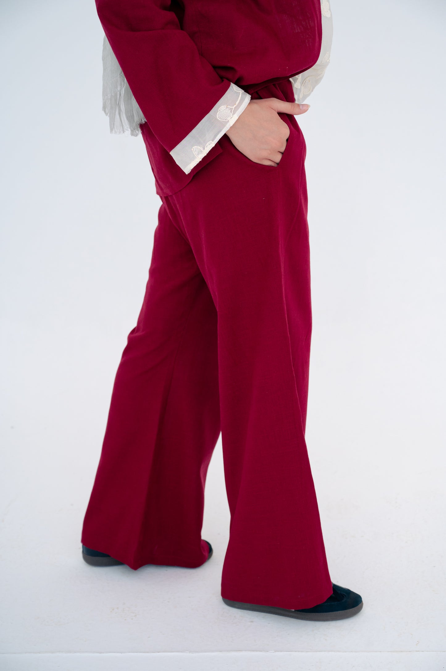 Mix set lace in Burgundy -pure linen♥️