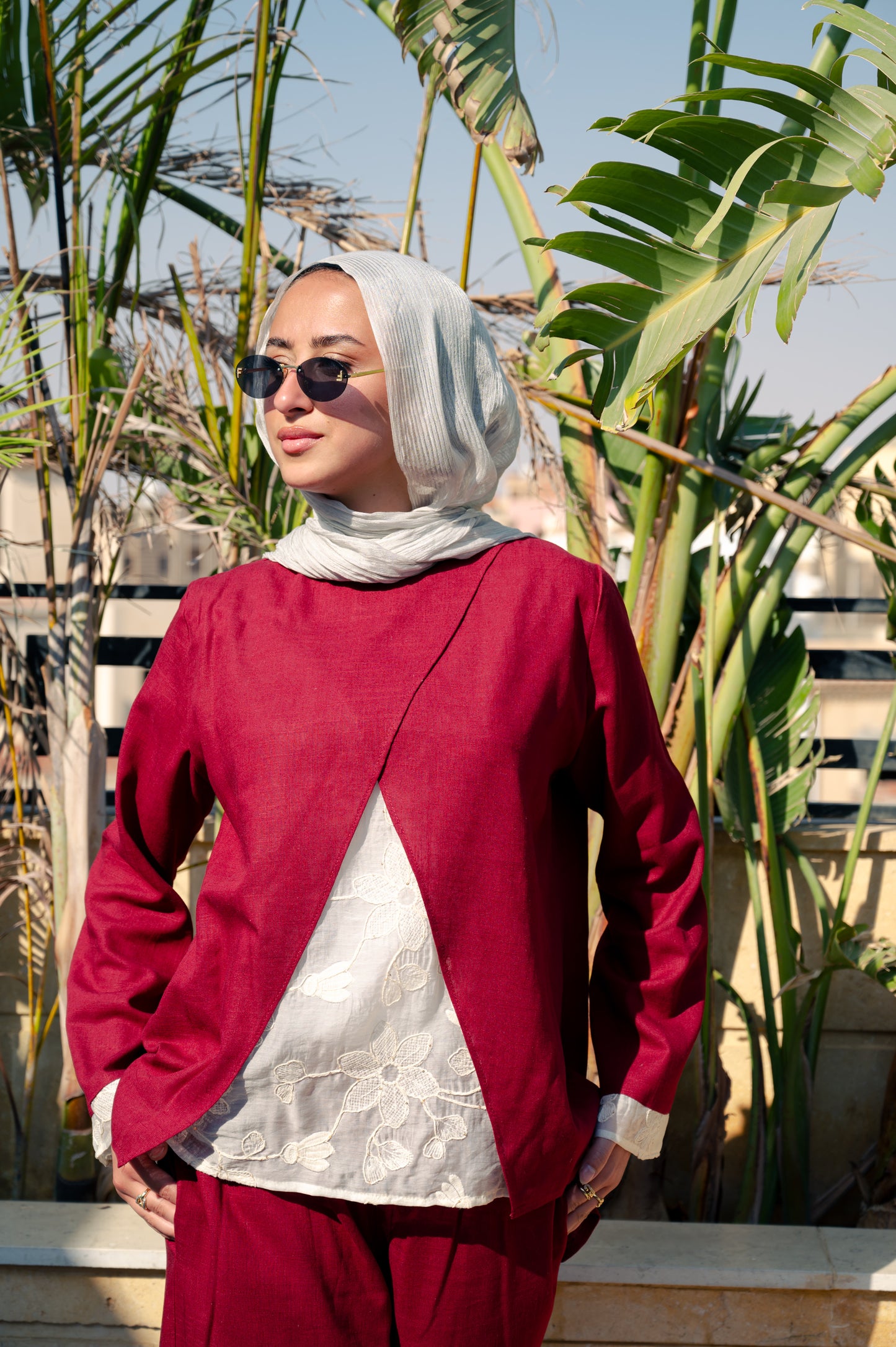 Mix set lace in Burgundy -pure linen♥️