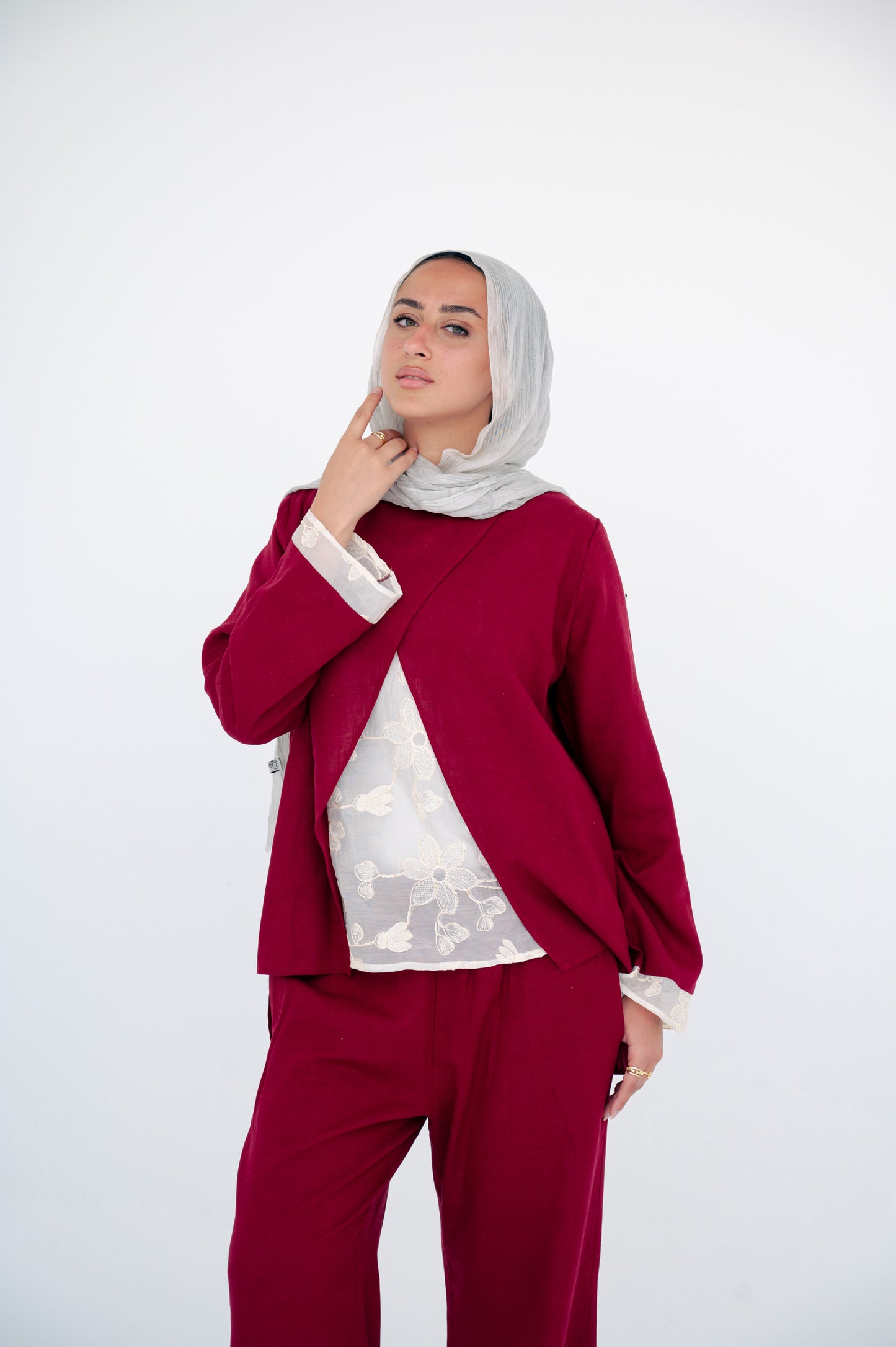 Mix set lace in Burgundy -pure linen♥️