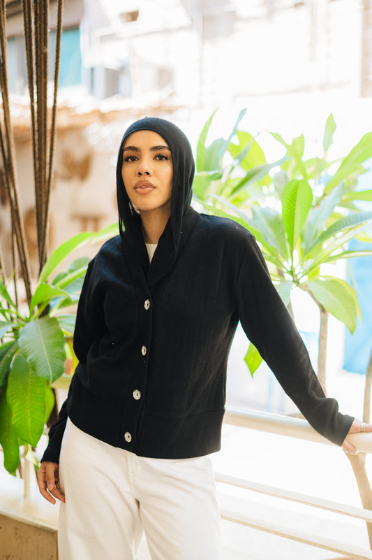 Black Cashmere “Grey Buttons”