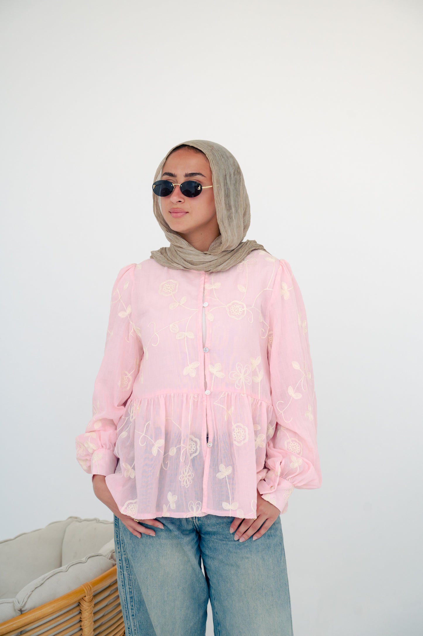Maria blouse in rose -Pure cotton🎀