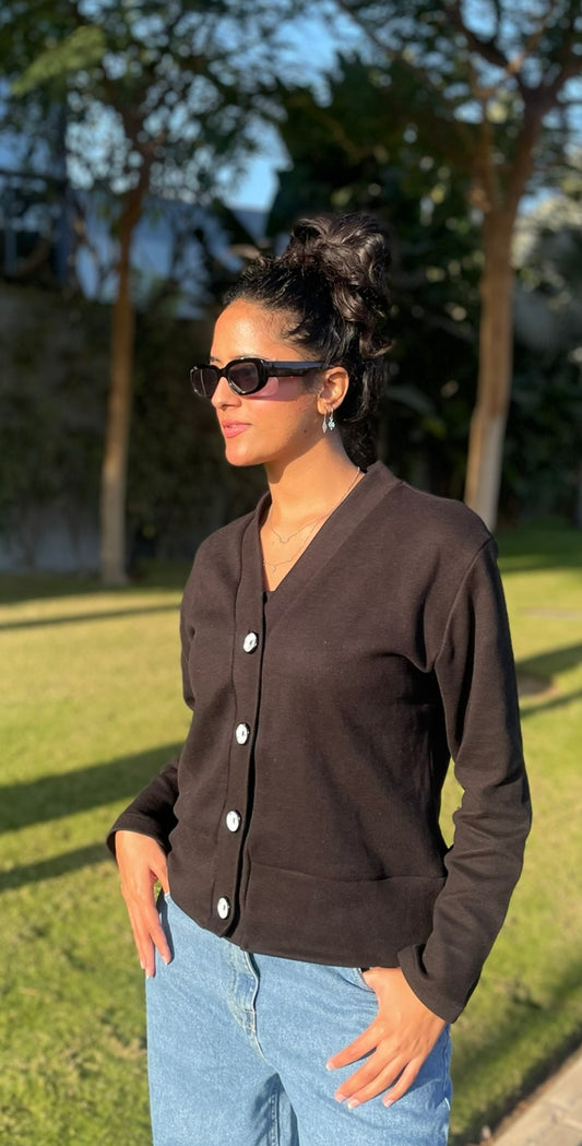 Black Cashmere “Grey Buttons”